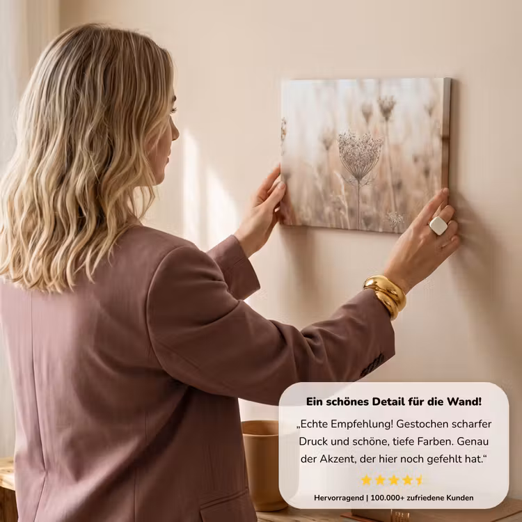 Schermbloem - Droogbloem - Winter - Beige - Minimalistisch canvas 2cm klein -Xsfeer7_DE