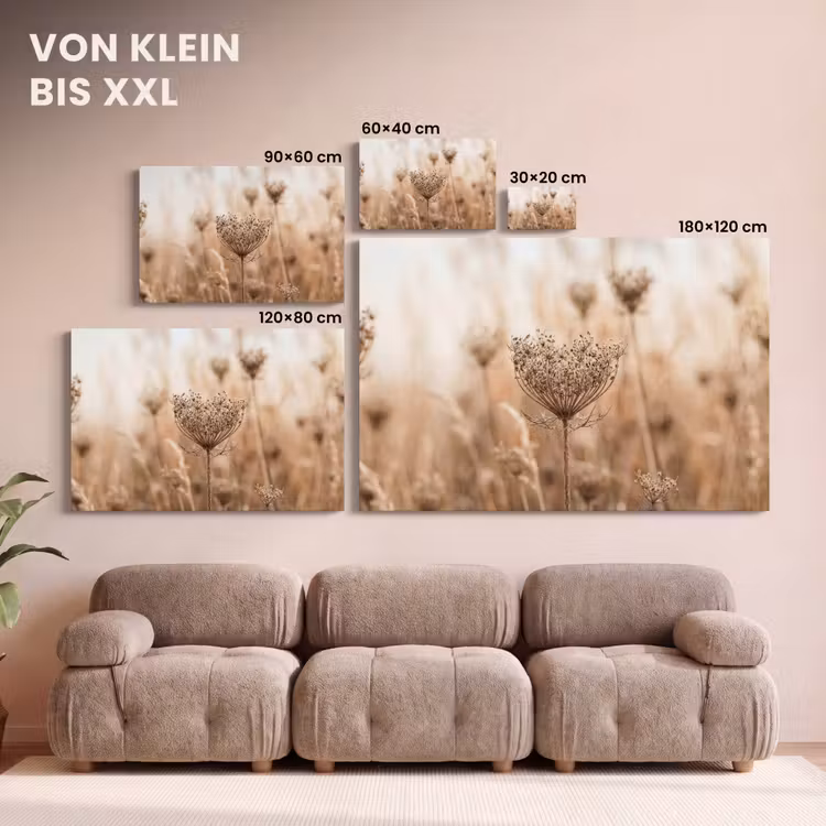 Schermbloem - Droogbloem - Winter - Beige - Minimalistisch canvas 2cm klein -Xsfeer8_DE