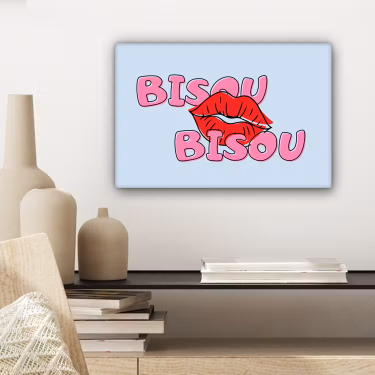 Bisou - Blauw - Roze - Lippen canvas 2cm klein -closeup_print_DE