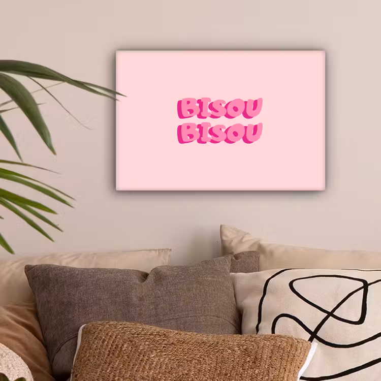 Bisou - Roze - Dikke letters canvas 2cm klein -sfeer1