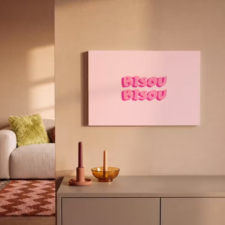 Bisou - Roze - Dikke letters canvas 2cm klein -sfeer1