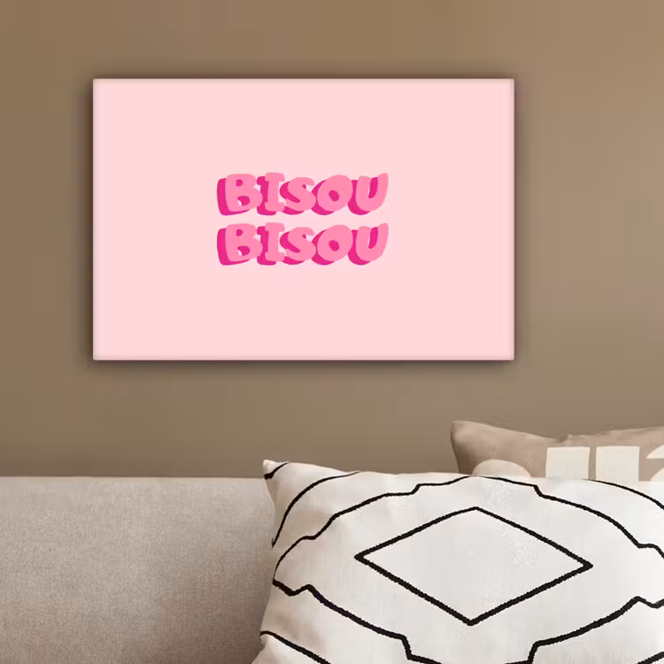 Bisou - Roze - Dikke letters canvas 2cm klein -sfeer6