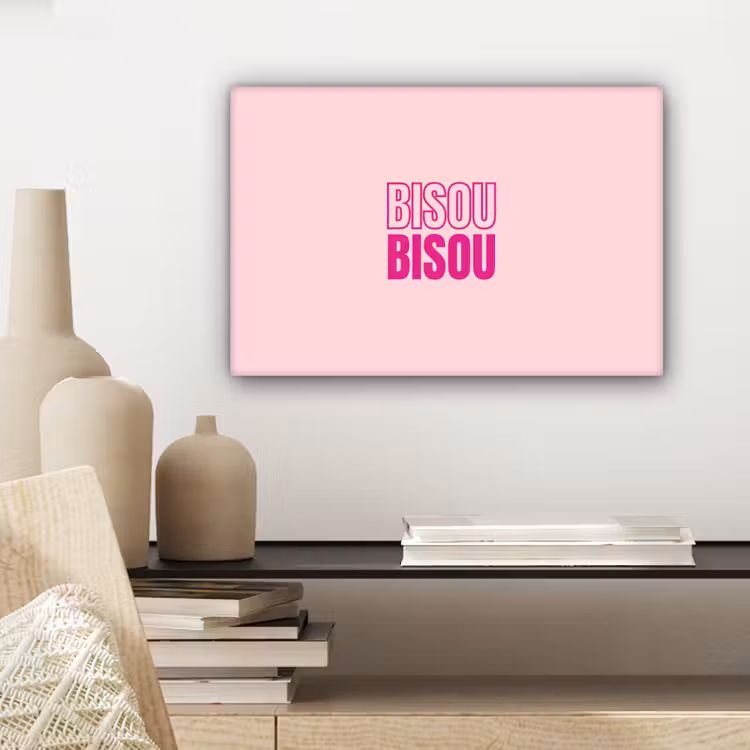 Bisou - Roze - Minimalistisch canvas 2cm klein -uniquesellingpoint_afwerking-onlywow_DE