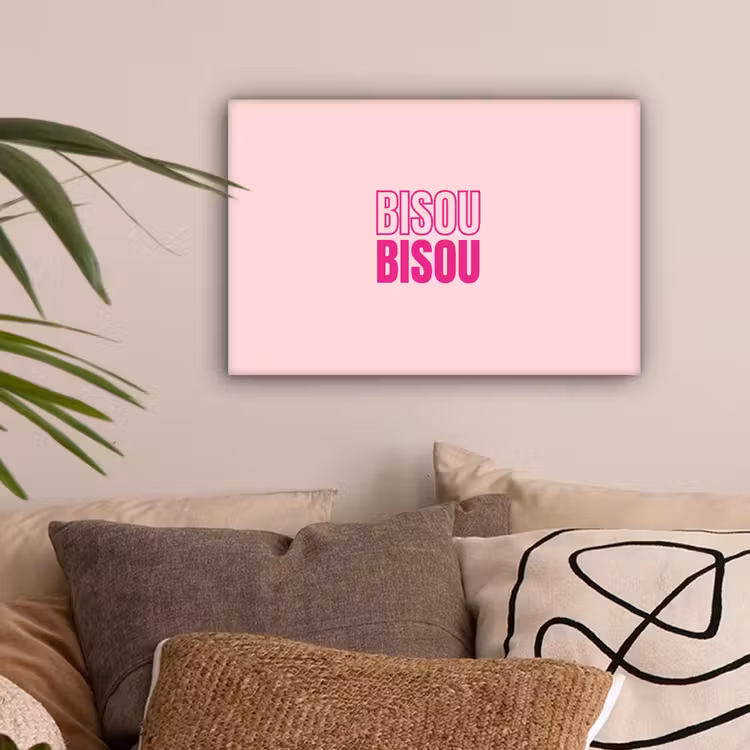 Bisou - Roze - Minimalistisch canvas 2cm klein -sfeer1