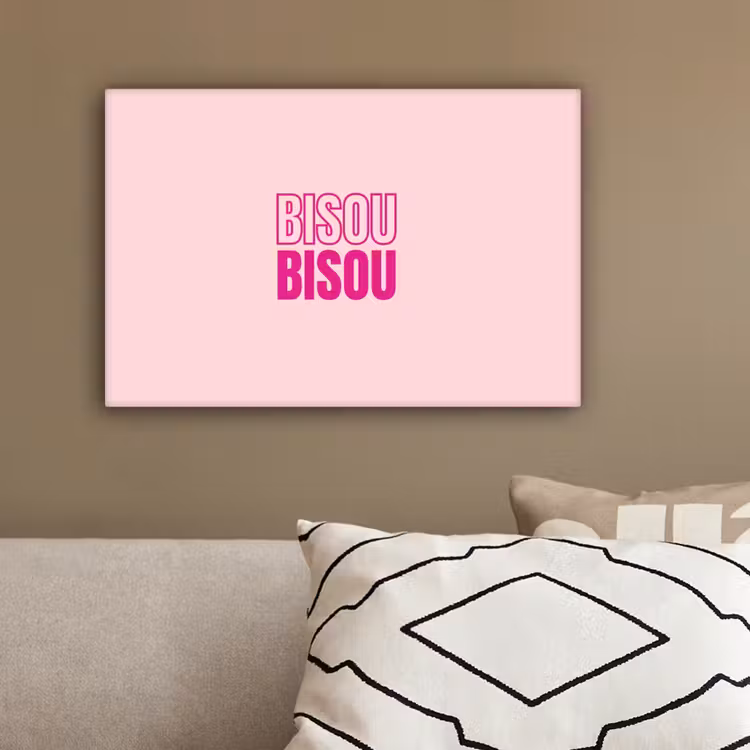 Bisou - Roze - Minimalistisch canvas 2cm klein -sfeer6