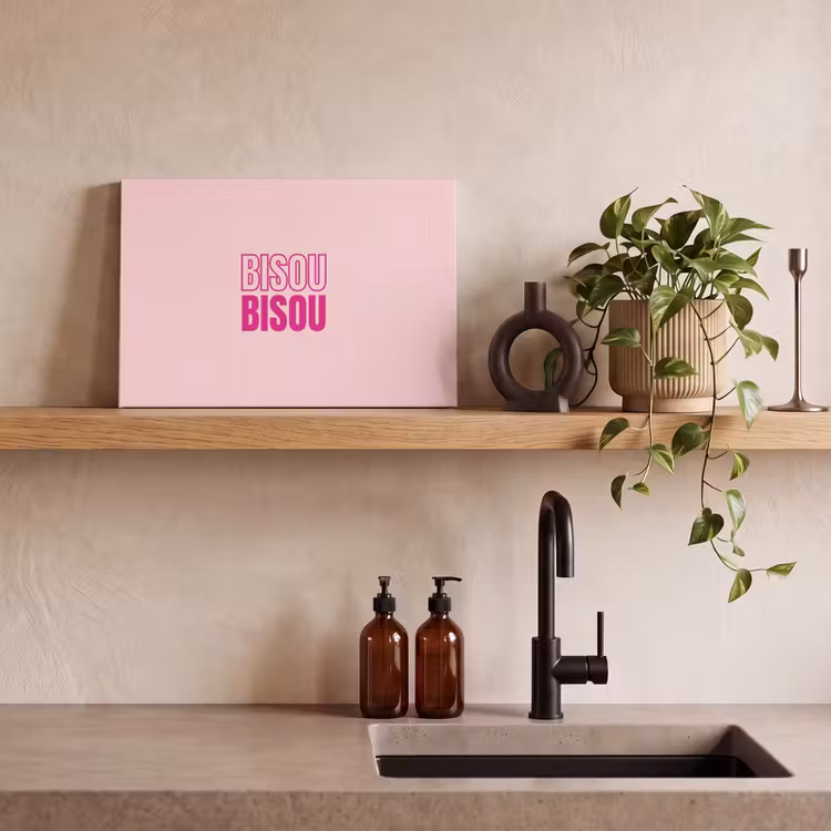 Bisou - Roze - Minimalistisch canvas 2cm klein -closeup_print_DE