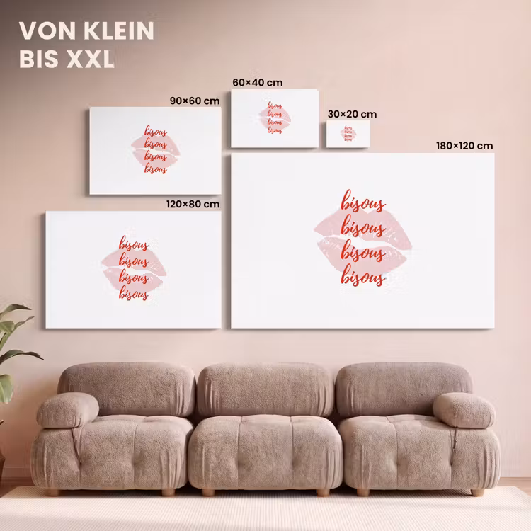 Bisous - Lip - Wit - Rood canvas 2cm klein -Xsfeer8_DE