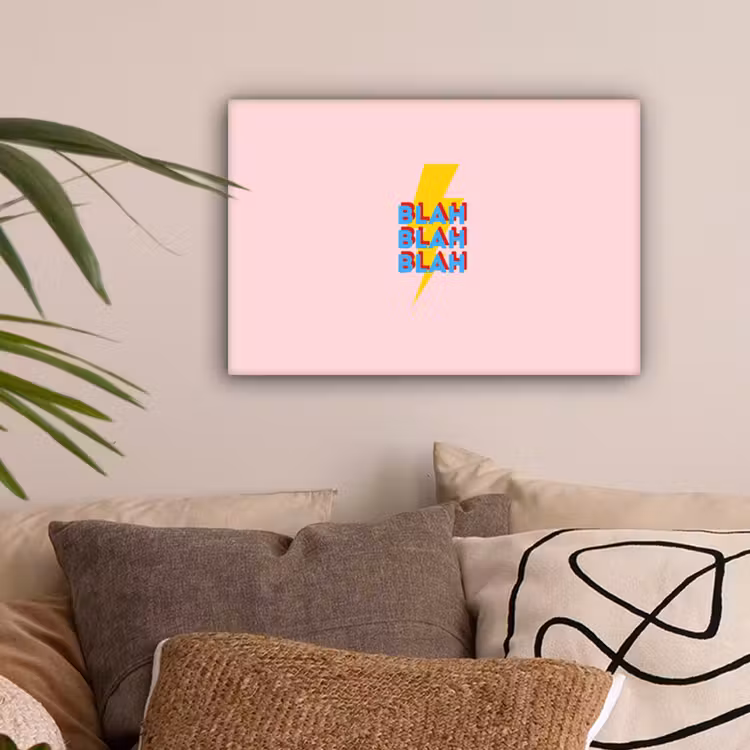 Blah - Bliksem - Roze canvas 2cm klein -sfeer1