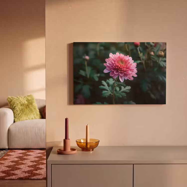 Blad - Chrysant - Roze - Schaduw canvas 2cm klein -sfeer1