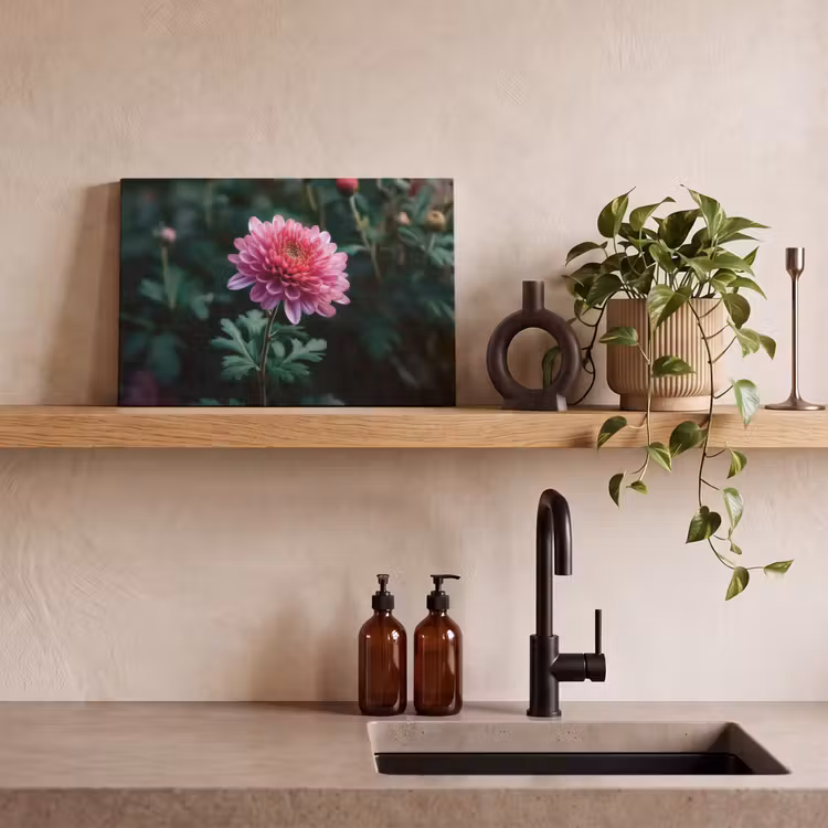 Blad - Chrysant - Roze - Schaduw canvas 2cm klein -sfeer6