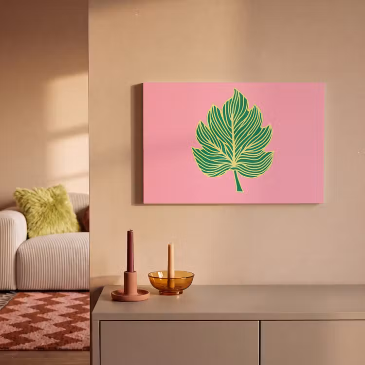 Blad - Groen - Illustratie - Minimalistisch canvas 2cm klein -sfeer1