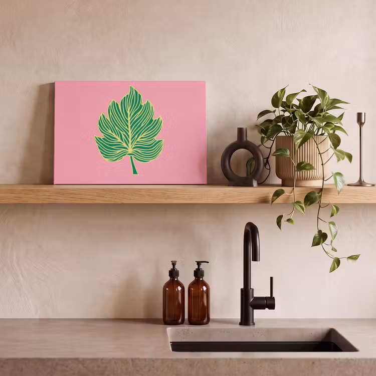 Blad - Groen - Illustratie - Minimalistisch canvas 2cm klein -closeup_print_DE