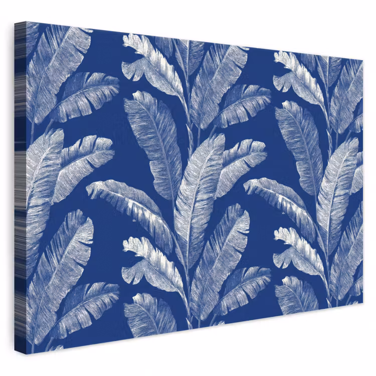 Blad - Palm - Blauw canvas 2cm klein 34 -3d