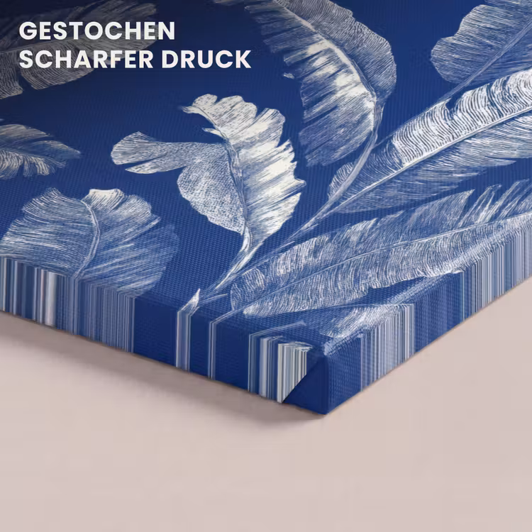 Blad - Palm - Blauw canvas 2cm klein 34 -closeup_print_DE
