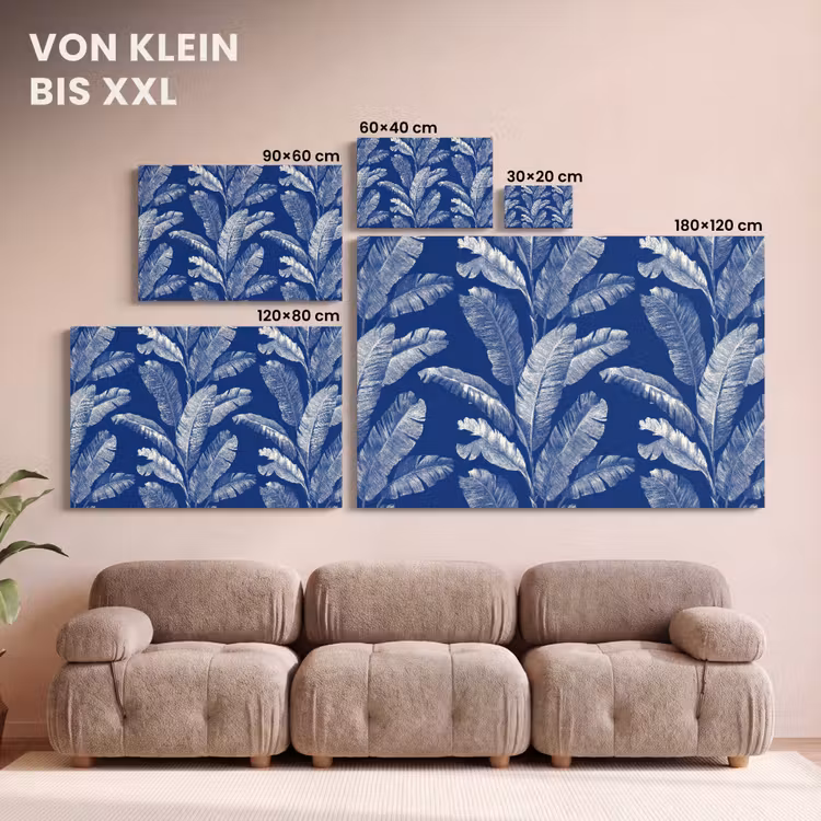 Blad - Palm - Blauw canvas 2cm klein 34 -Xsfeer8_DE
