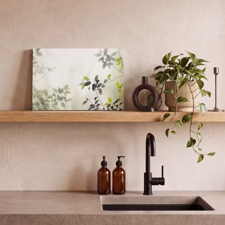 Blad - Schaduw - Natuur - Abstract - Groen canvas 2cm klein -sfeer3