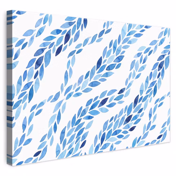 Bladeren - Aquarel - Patroon - Modern - Blauw canvas 2cm klein -3d