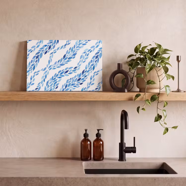 Bladeren - Aquarel - Patroon - Modern - Blauw canvas 2cm klein -sfeer3