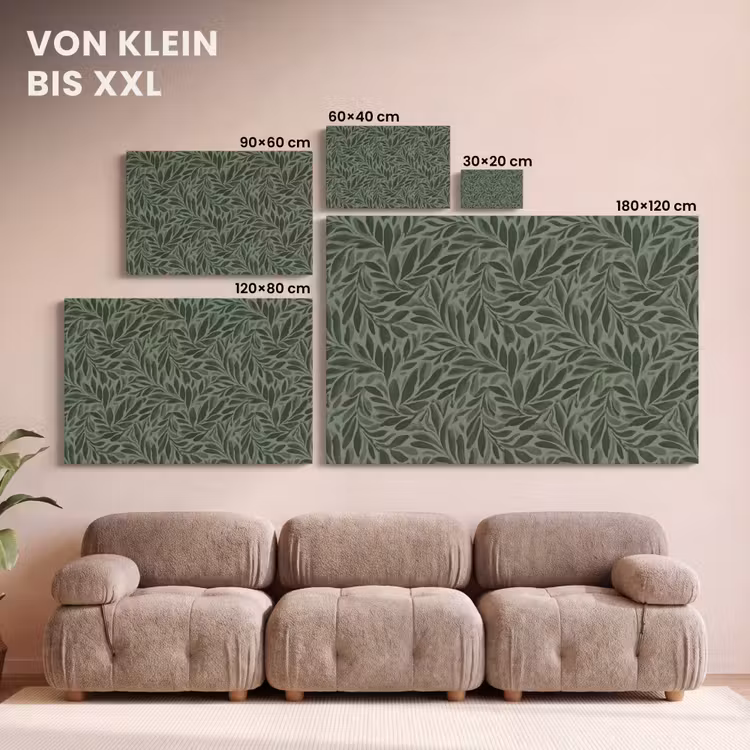 Bladeren - Organisch - Groen canvas 2cm klein 34 -Xsfeer8_DE