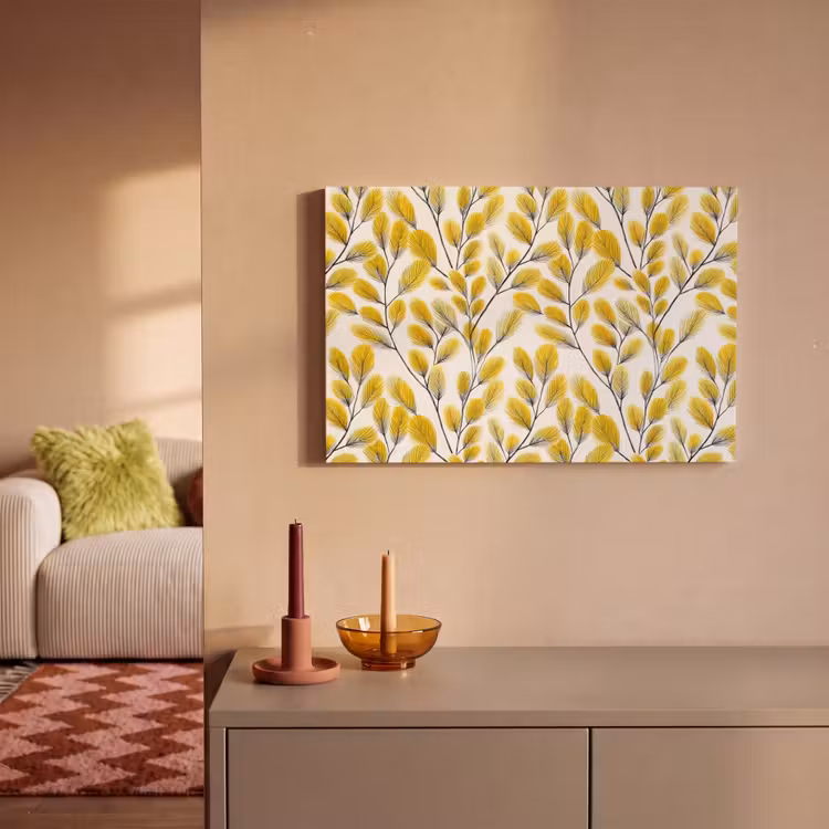 Bladeren - Botanisch - Elegant - Geel - Zwart canvas 2cm klein 34 -sfeer1