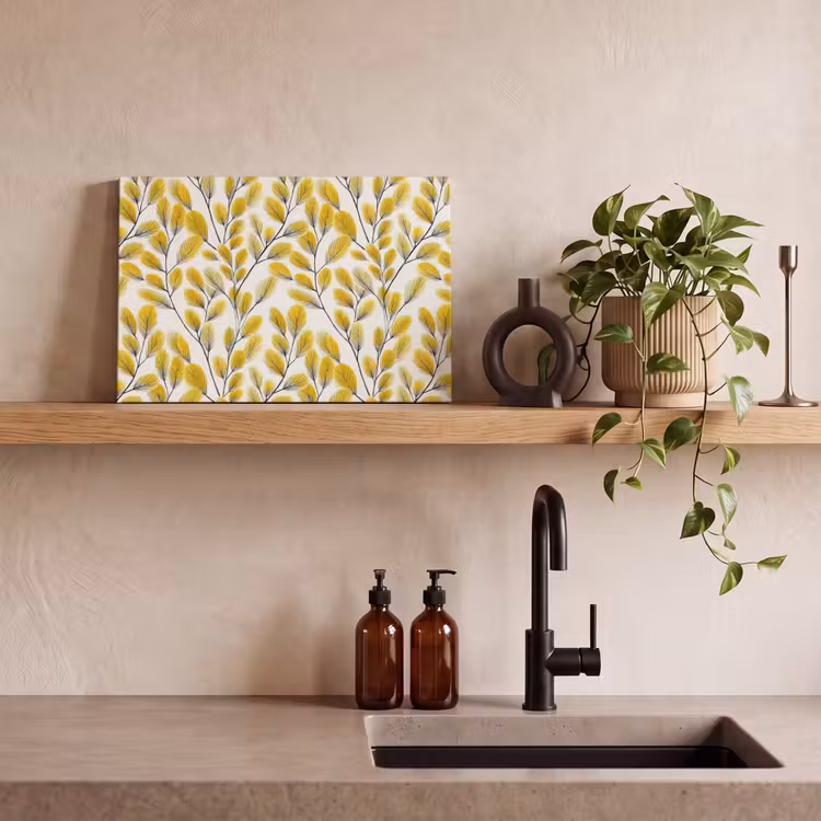 Bladeren - Botanisch - Elegant - Geel - Zwart canvas 2cm klein 34 -sfeer3