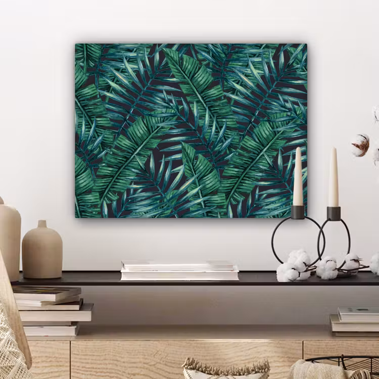 Bladeren - Inductie beschermer - Jungle - Tropical canvas 2cm klein -sfeer6
