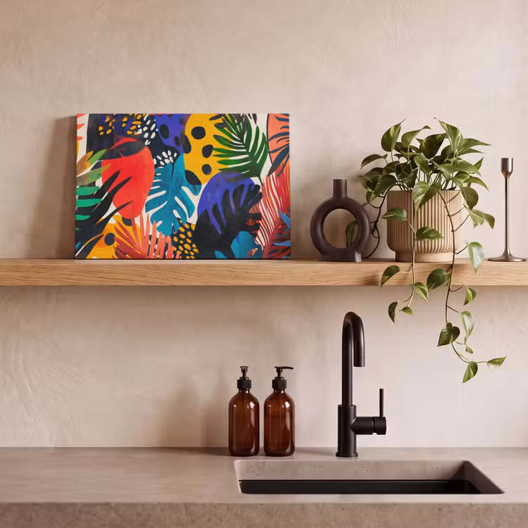 Bladeren - Vormen - Abstract - Kleurrijk canvas 2cm klein -sfeer3