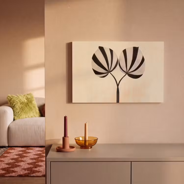 Bladeren - Gestreept - Stengel - Beige canvas 2cm klein -sfeer1