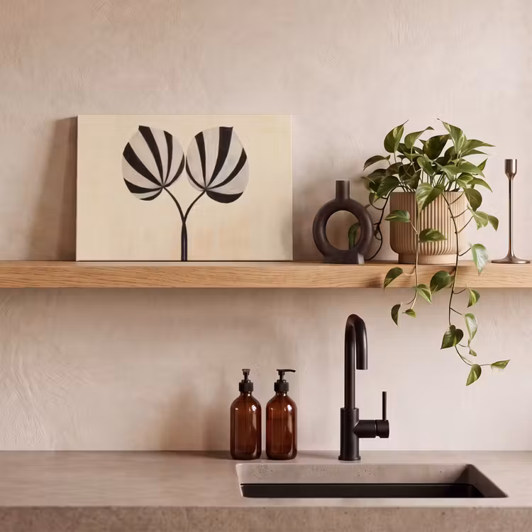 Bladeren - Gestreept - Stengel - Beige canvas 2cm klein -sfeer6