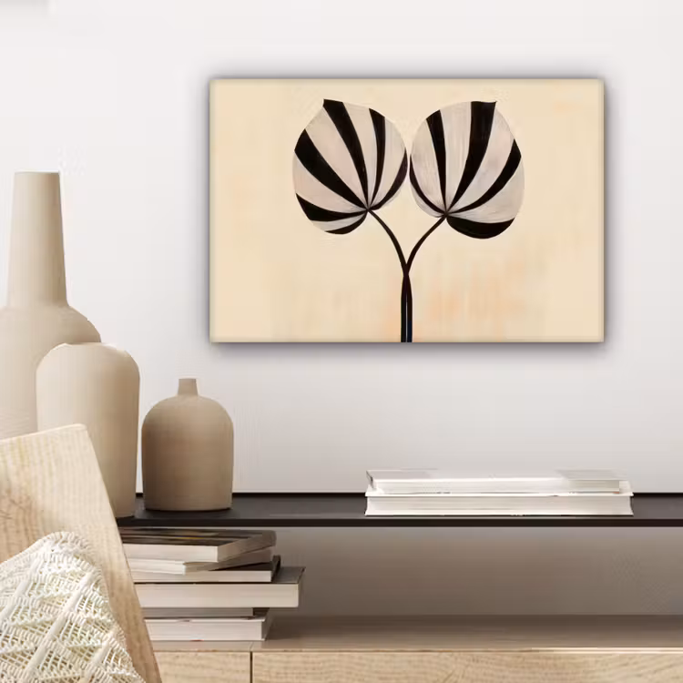 Bladeren - Gestreept - Stengel - Beige canvas 2cm klein -closeup_print_DE