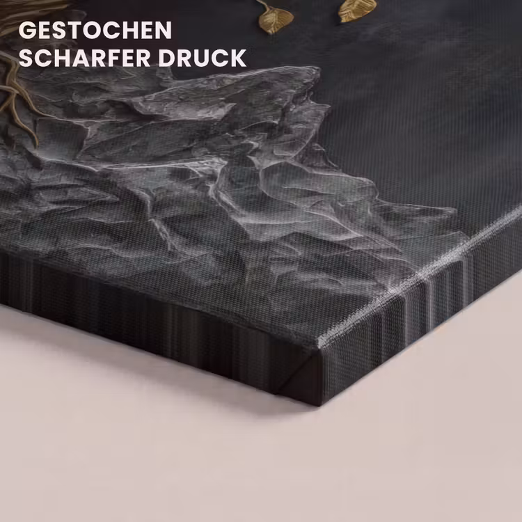 Bladeren - Goud - Boom - Rots canvas 2cm klein -uniquesellingpoint_afwerking-onlywow_DE