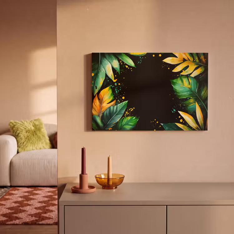 Bladeren - Groen - Geel - Verf - Jungle canvas 2cm klein -sfeer1