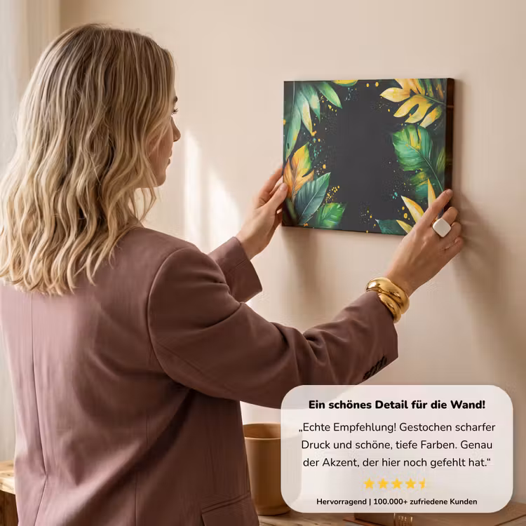 Bladeren - Groen - Geel - Verf - Jungle canvas 2cm klein -sfeer3