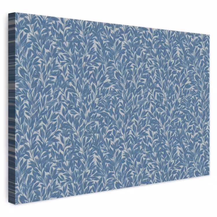 Bladeren - Klassiek - Patroon - Donkerblauw - Vintage canvas 2cm klein 34 -3d