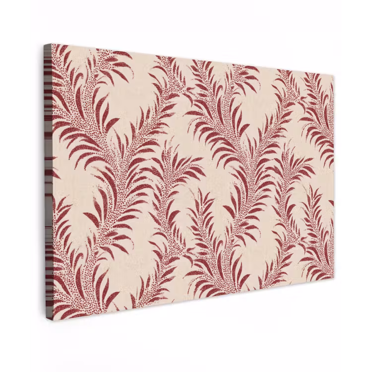 Bladeren - Linnen - Rood canvas 2cm klein 34 -z3d