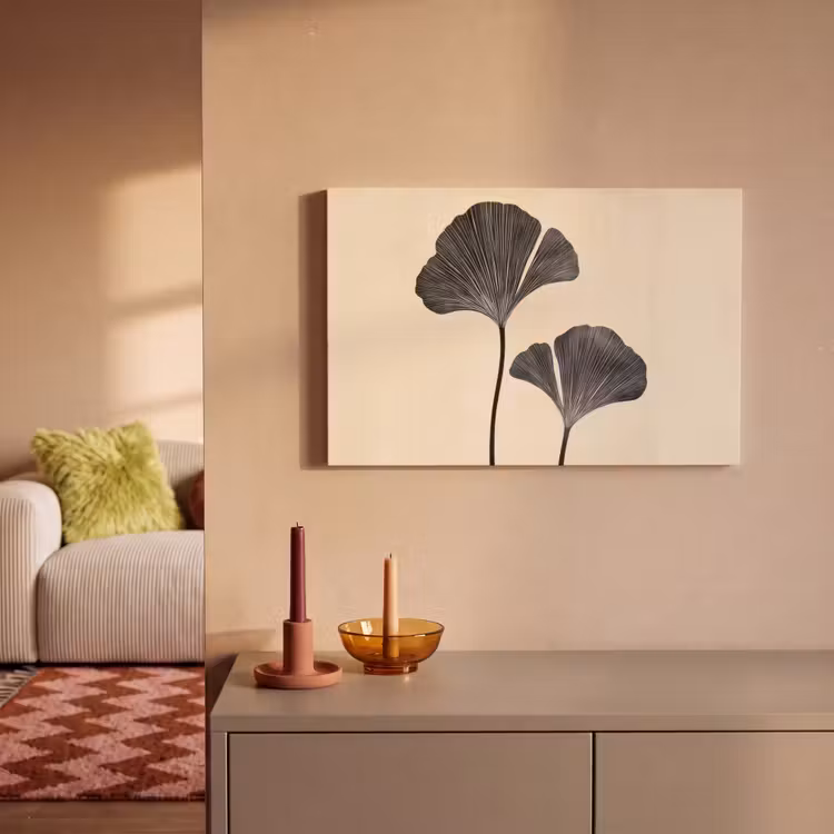 Bladeren - Minimalistisch - Zwart canvas 2cm klein -sfeer1