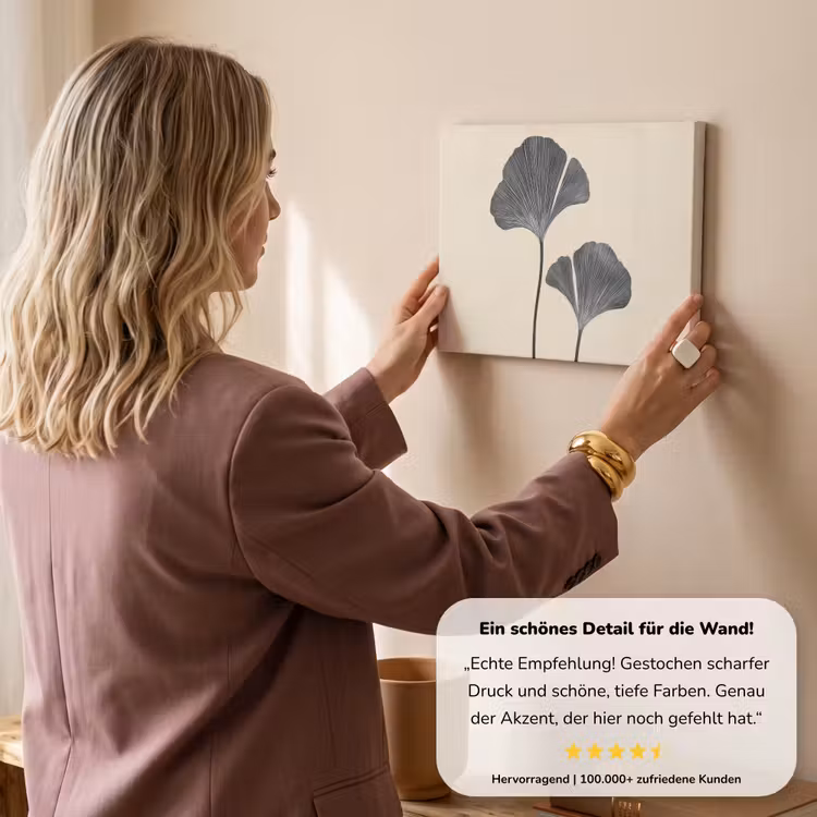 Bladeren - Minimalistisch - Zwart canvas 2cm klein -sfeer3