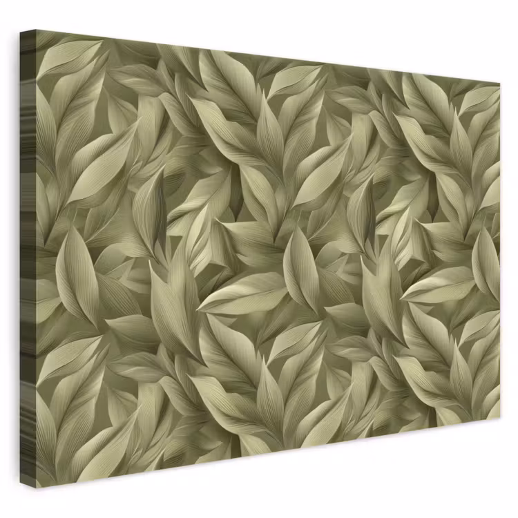 Bladeren - Modern - Groen canvas 2cm klein 34 -3d