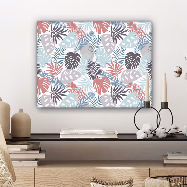 Inductie beschermer - Bladeren - Pastel - Jungle - Afdekplaat voor kookplaat canvas 2cm klein -sfeer6
