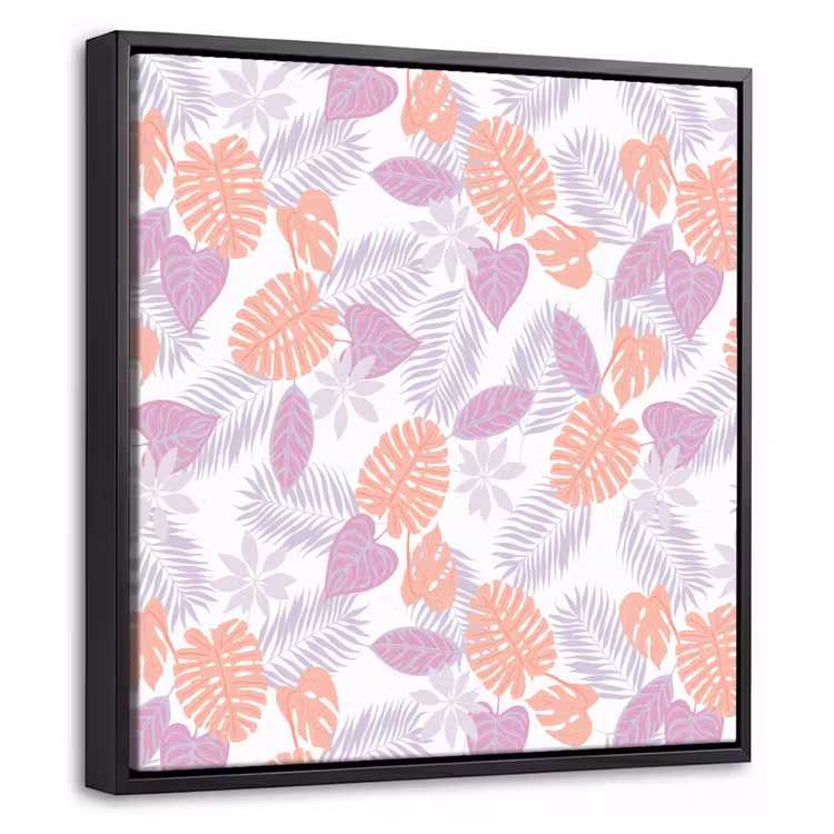 Bladeren - Pastelkleuren - Tropisch Canvas met baklijst klein 1124 -threedimensional_3d_global