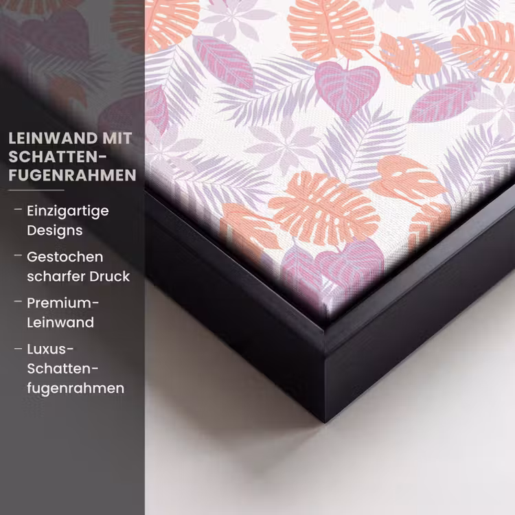 Bladeren - Pastelkleuren - Tropisch Canvas met baklijst klein 1124 -uniquesellingpoint_productkenmerken_DE