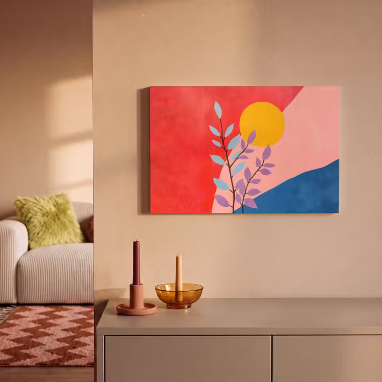 Bladeren - Zon - Abstracte vormen canvas 2cm klein -sfeer1