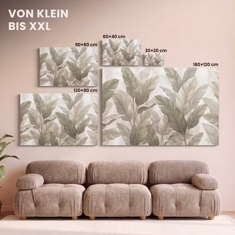 Bladeren - Tropisch - Natuur - Abstract - Beige canvas 2cm klein -Xsfeer8_DE