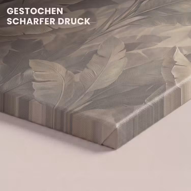 Bladeren - Tropisch - Natuur - Modern - Beige canvas 2cm klein -closeup_print_DE