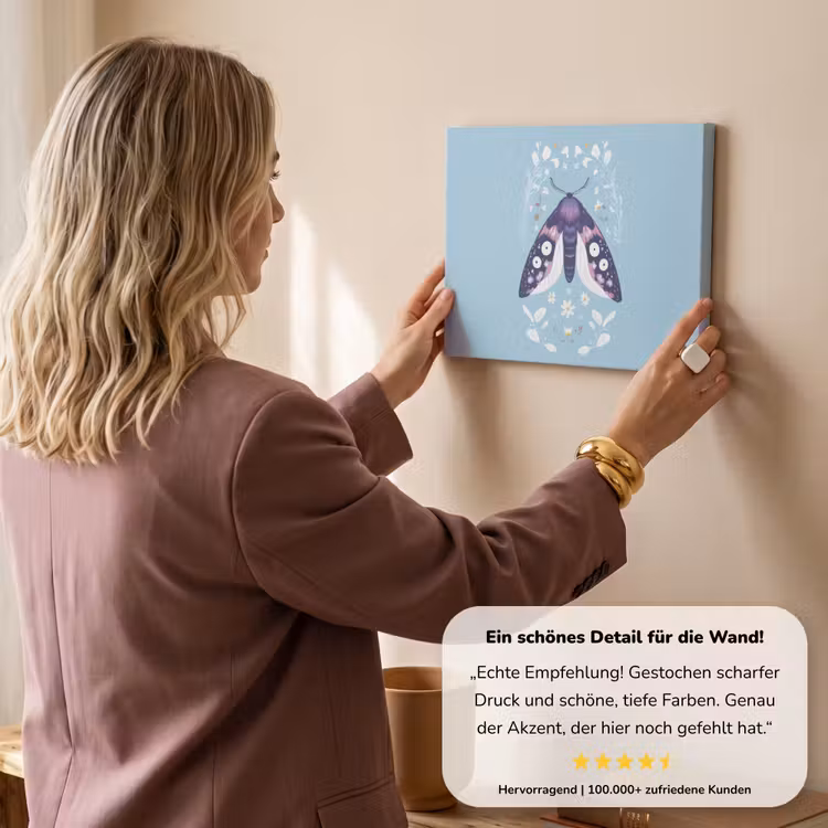 Bladeren - Wit - Vlinder - Insect canvas 2cm klein -sfeer3