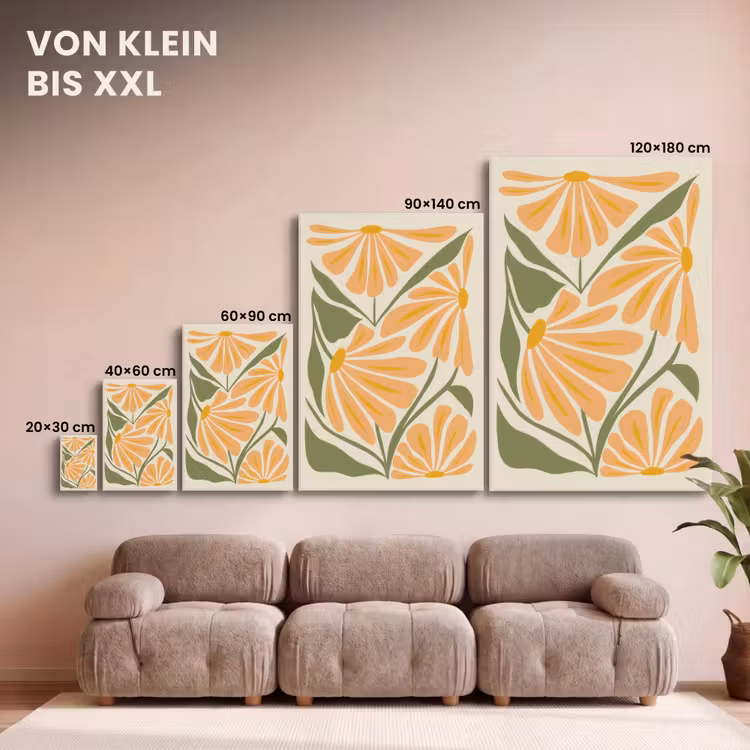 Blaadjes - Zachtoranje - Bloemen canvas 2cm klein -Xsfeer8_DE