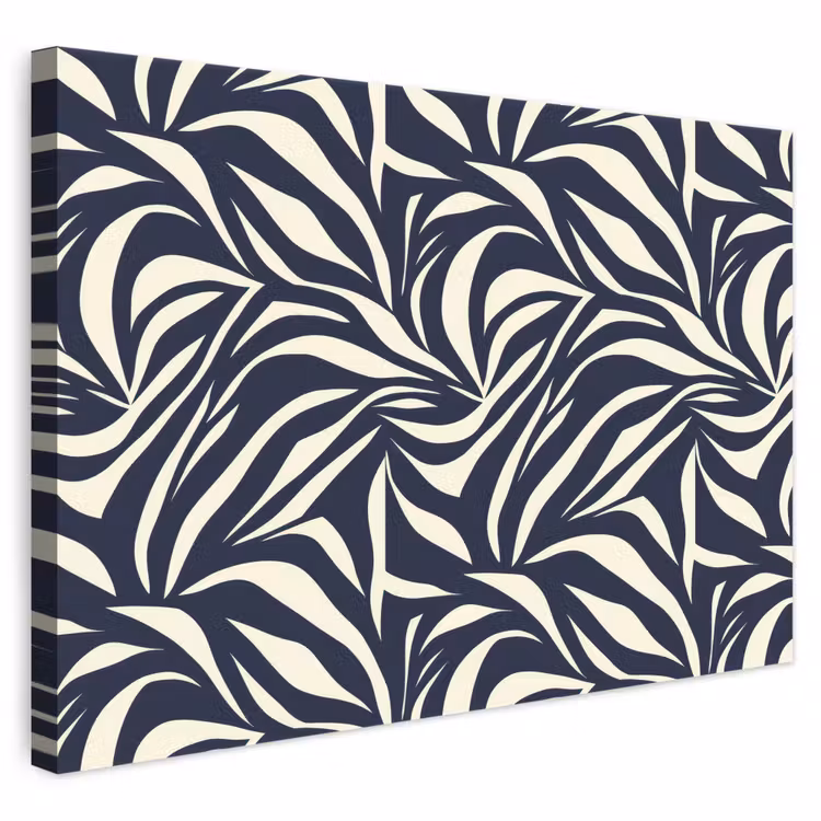 Bladvormen - Blauw - Patroon - Wit canvas 2cm klein 34 -3d