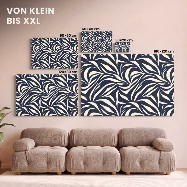 Bladvormen - Blauw - Patroon - Wit canvas 2cm klein 34 -Xsfeer8_DE