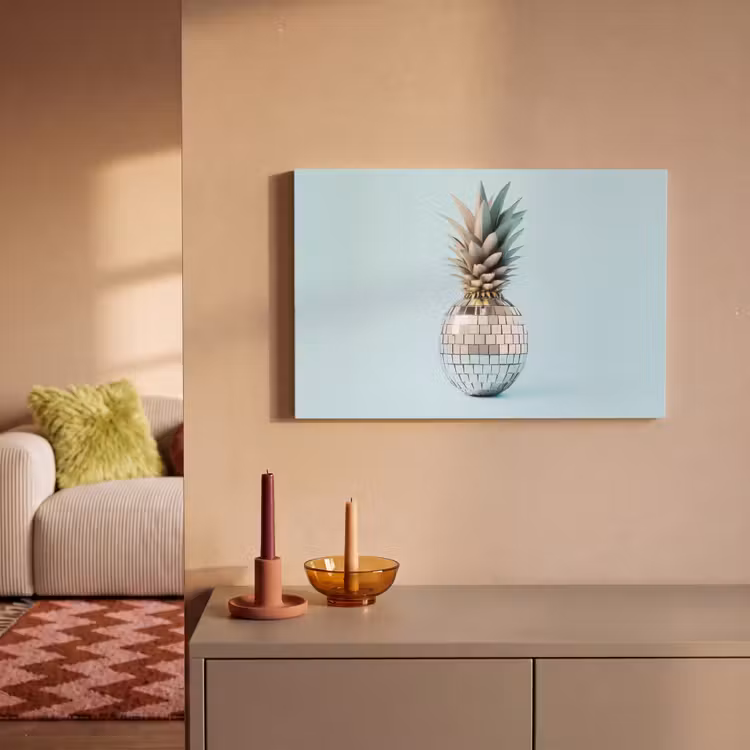 Blauw - Ananas - Disco - Discobal canvas 2cm klein -sfeer1
