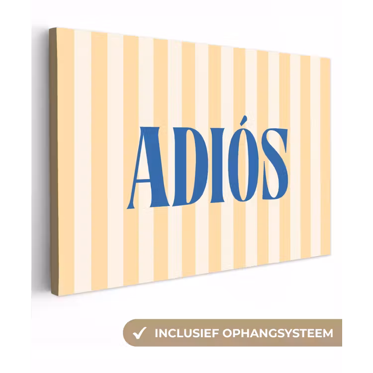 Blauw - Geel - Strepen - Adiós canvas 2cm klein -3d